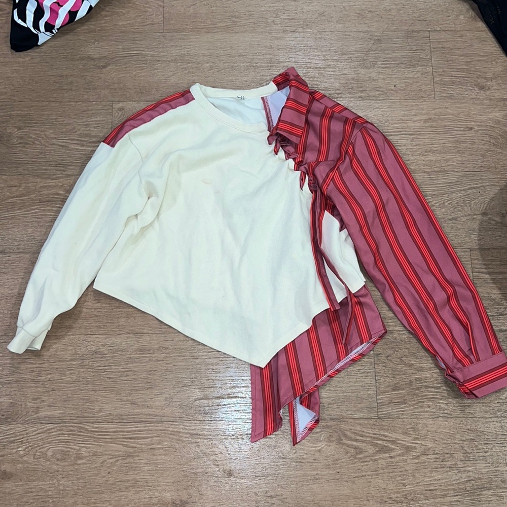 Cream and dusty pink colour block sweatshirt